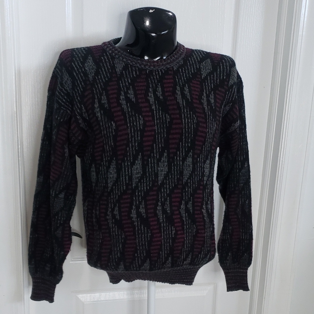 Sasoon Vintage 1980s Dad Sweater Size Medium Purple & Black